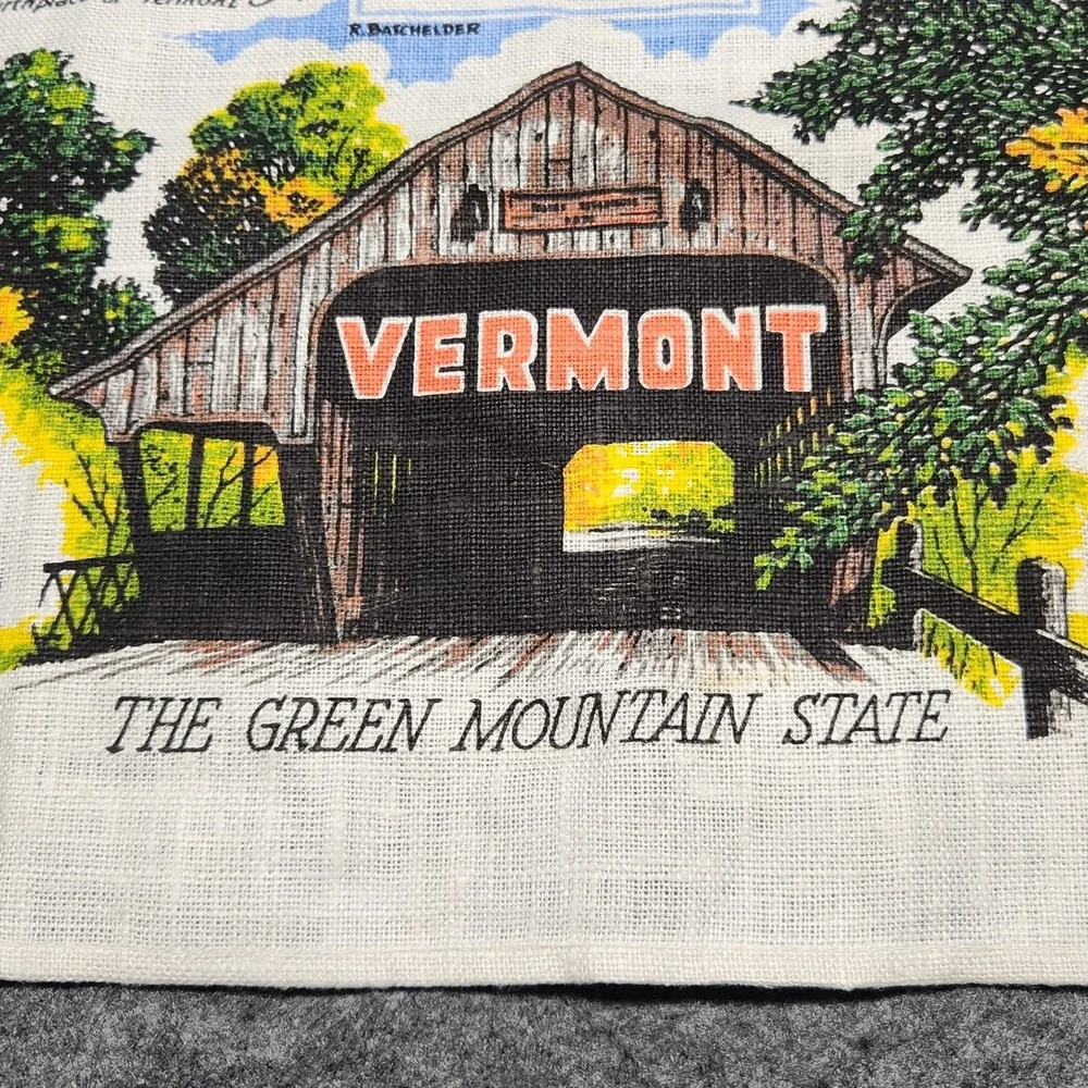 Kay Dee Vintage Linen Kitchen Tea Towel Vermont Souvenir Tourist Locations State